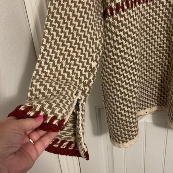 80% Lambswool  Hooded Cardigan Jacket Women's L, w/ Belt &‎ Zip Closure - Picture 10 of 16